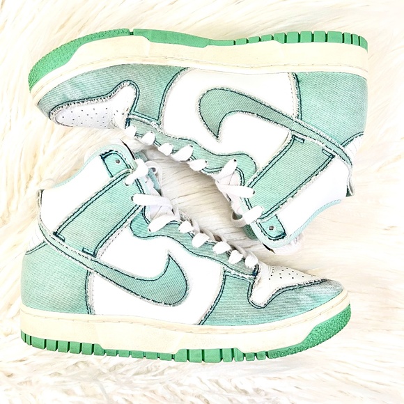 NIKE "Dunk High Tops 1985 in green denim" - Picture 1 of 6